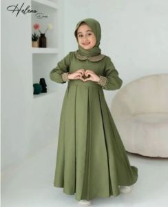 Hellena kids cringkel Airflow/gamis anak cringkel viral brokat baju muslim anak perempuan (tanpa hijab)