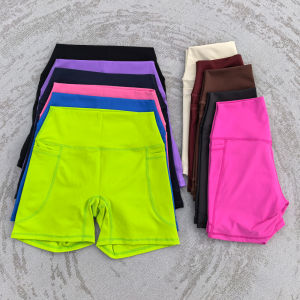 Women High Waist Yoga Shorts Women Gym Push Ups Hip Lift Pants Pocket Breathable Fitness Running Cycling Sports Shorts Women