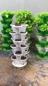 Chậu trồng rau 5 tầng lắp ghép dạng tháp.Sang trọng - Thẩm mỹ - Kích thước gọn nhẹ - Dễ dàng lắp đặt.