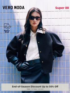 Vero Moda | Wool Blend Coat PU Collar Jacket