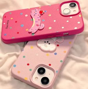 3D เคสโทรศัพท์หนังลายแมวสำหรับ IPhone 16 11 15 14 13 12 Pro Max 7Plus 8 Plus XR XS X เคสนิ่มป้องกันการกระแทก