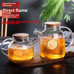 Thickened Glass Tea Pot Transparent High Temperature Resistant Flower Tea Pot Juice Pot Home Use Cold Water Pot Tea Set