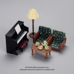 Đồ Chơi Mô Phỏng Piano Trà Đồ Ăn Nhẹ Nhàng Nhà Trẻ Em Bộ Đồ Chơi Phòng Khách Bàn Trà Ghế Sofa Mô Hình Micro Scena Creative House Miniature
