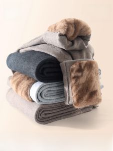 MiiOW | Quần len nam ấm áp mùa đông dày dặn lót lông cừu quần dài cotton lót lông cừu cạp cao bảo vệ đầu gối quần lót cho nữ