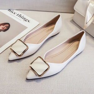 Womens Flat Bottom Shoes Soft Sole Pointed Toe Slip-On Fashionable Korean Style Comfortable Breathable All-Season Footwear