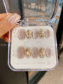 Yunxi Sunset Gold Pure Handmade Manicure Wear Nail Autumn and Winter Fancy Finished Cat Eye Short Nail Patch. 