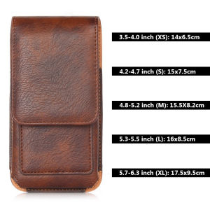 Universal Leather Case for iPhone Samsung Huawei Xiaomi Mens Waist Pack Belt Clip Bag for 3.5-6.3" Mobile Phone Pouch Holster