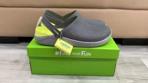 Giày sục crocs chuẩn xịn chống hôi chân nhựa tế bào êm mềm bền đi mưa lội nước đi biển literide màu  xám vàng