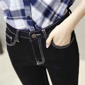 High Waist Black Denim Jeans Womens Pencil Long Trousers Spring Autumn New Style Large Size Design Sense Cotton Elastic Fabric