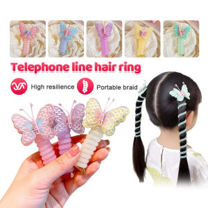 ยางรัดผม ยางมัดผมเด็ก ยางรัดผม ยางรัดผมหางม้า เครื่องประดับผม ที่ใส่ผมหางม้า ปักลายผีเสื้อน่ารัก สีแคนดี้ สไตล์เกาหลี สําหรับเด็ก