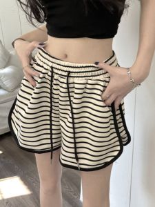 Plus Size Womens Summer Loose Outer Wear Casual Sports Shorts Small Pear Shapes Stripes Slimming and Wide Leg Hot Pants