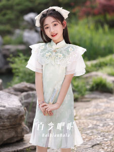 Retro Reimagined Cheongsam Dress Chinese Style Princess Skirt for Little Girls Summer New Arrival Elegant Childrens Clothing