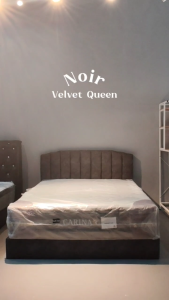 SMASIS NOIR Queen King Divan Bed Frame Murah Velvet Fabric Luxury Solid Wood