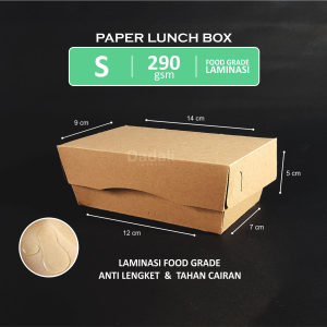 Paper Lunch Box S Isi 100/50/25 Lembar Kotak Makan Ukuran S Laminasi Tebal 290 gsm Paper Kraft Coklat Food Grade
