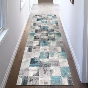 VIKAMA Modern Geometric Rug Stain-Resistant & Non-Slip Entrance Hallway Doormat Corridor & Kitchen Rug Home Decor