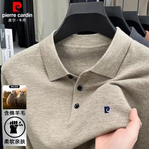 Áo Thun Polo Dệt Kim Dày Dặn Pierre Cardin Dành Cho Nam Mùa Thu Đông Thường Ngày Cổ Polo Tay Dài Bằng Lông Cừu Dày
