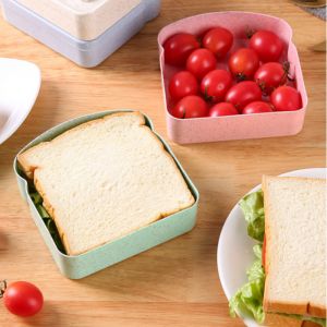 Toast Shaped Bento Box Sandwich Toast Bread Storage Box with Lid Reusable Office Kitchen School Outdoor Picnic Food Containers