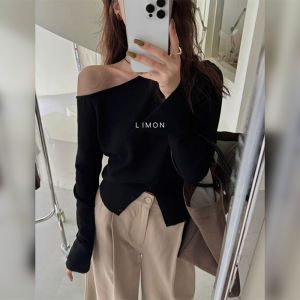 DUOFEIYAN | Off-Shoulder Long Sleeve Knit Sweater