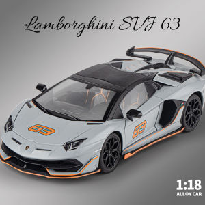 【RUM】1:18 Scale lambo SVJ63 Alloy Car Model Light & Sound Effect Diecast Car Toys for Boys Birthday Gift Kids Toys Car Collection
