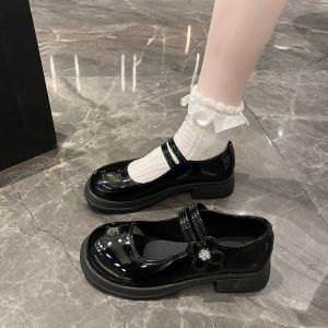 British Style Mary Jane Flat Heels Womens Shoes Fairy Style Knot T-Strap round Toe Casual Fashion Single Shoes for Students