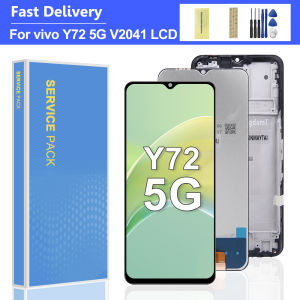 6.58" Display For VIVO Y72 5G LCD Display Touch Screen Digitizer Assembly For VIVO Y72 5G V2041 Screen With Frame