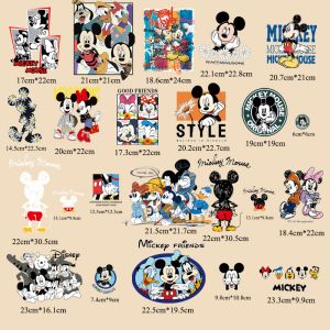 Christmas gifts Disney Mickey Minnie Mouse Anime Figure Thermal Stickers for Clothes Hat Bag DIY Heat Transfer Patches Iron on Transfer kid Gift