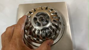 Cầu chắn rác đế vuông 15x15cm D90 KAG-QC16 Phễu thoát nước sân thượng SUS304 ống 9cm thoát nhanh chắn rác tốt