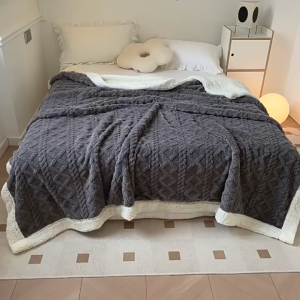 Thick double-layer lamb wool blanket solid color office blanket nap blanket milk velvet sofa air conditioning solid color blanket