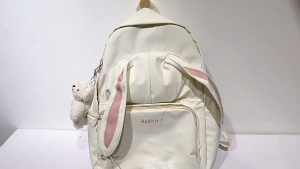 🚚 จัดส่งในกรุงเทพฯ-กระเป๋าเป้สะพายหลัง กระเป๋านักเรียน พิมพ์ลายหูกระต่ายน่ารัก สไตล์เกาหลี สําหรับผู้หญิง