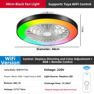 NIOYE | Silent Intelligent Ceiling Fan Light for Bedroom and Dining Room With Oscillation and Customized Design