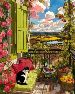 Kayou | 500/1000/1200/2000PCS Puzzles for cozy kitten on the balcony Jigsaw Puzzles Brain Challenge Game Gift Home Decor