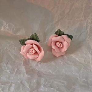 GL Fashionable French Pink Camellia Elegant Womens Earrings ES63790