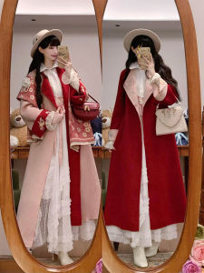 XUECAIQI | Red Embroidery Double Sided New Chinese Style Winter Coat