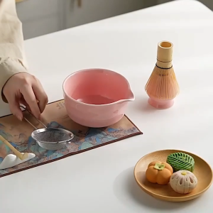 ชุดชงชามัทฉะ 8 ชิ้น ชามตีมัทฉะพร้อมอุปกรณ์ไม้ไผ่ ชุดชงชาเซรามิค อุปกรณ์มัทฉะ เครื่องใช้ชาระดับพรีเมียม