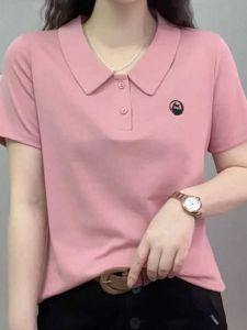 New Style Sweetheart Collar Polo Tee Stylish Regular Shoulder Slimming Rejuvenating Top