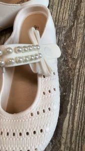 Sandal Jelly Wanita Mutiara Model Mary Jane - Flat Shoes Karet Slip on Cewek Kekinian FDL 8805