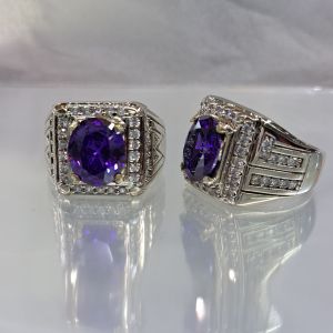 Cincin Pria Batu Akik Kecubung Silver Asli Natural