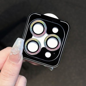 CHUBAN | Tempered Glass Glitter Metal Ring Camera Lens Protector For iPhone 18 17 16 15 14 Pro Max Plus Full Cover Camera Protection Film