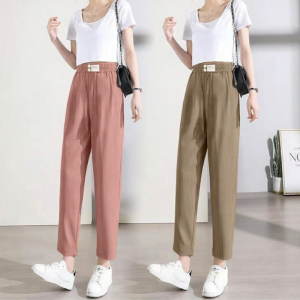 Lieoyuarn | Icy Silk Thin High-Waist Straight Leg Casual Pants