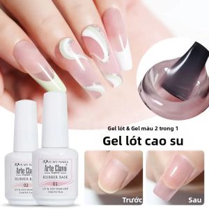 Sơn Gel Base Rubber Arte Clavo 15ml Màu Hồng Nude Sữa Bán Vĩnh Cửu Tự San Phẳng Tẩy Sạch Được Dành Cho Móng Không Đều Làm Cứng Bằng Đèn UV/LED