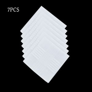 40CM/15.7IN One-week Package Cotton All-white Gentleman Handkerchief Suit Pocket Towel Napkin 7PCS