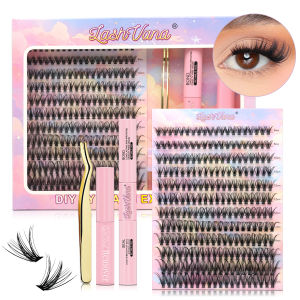 DIY Lashes Extension Kit Eyelashes 40D 8-16mm 240PCS Clusters Lash Bond and Seal Makeup Tools for Gluing Lashes Gluing Glue