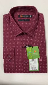 Sơ Mi Họa Tiết Tay Dài Màu Đỏ Đô - Xám Form Slim Fit Chống Nhăn Lai Bầu - Áo Nam Khatoco