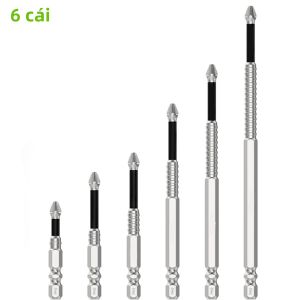 Bộ 6 Mũi Vặn Vít Từ Tính Chịu Lực Cao Phillips S2 Chống Trượt Chống Sốc Cho Dụng Cụ Điện Dewalt Milwaukee Makita Thép Chrome-Vanadium