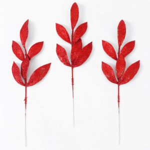 6Pcs Christmas Decoration 6-Leaf Artificial Leaves Used for Christmas Tree Decor Home Room Wedding Decor DIY New Year Lucky Gift