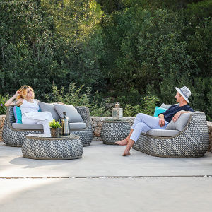Outdoor Wicker Sofa Set Three-Piece Villa Bedding Courtyard Patio Balcony Small Sofa Lounger Casual Furniture Ensemble