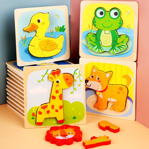 Wood Puzzle Cartoon Animals Cognitive Jigsaw Puzzle Montessori Wooden Toys Early Learning Educational Toys For Children Gift