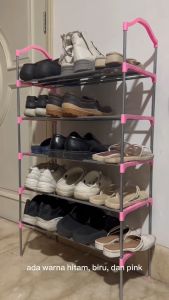 Rak Penyimpanan 4 dan 5 Tingkat Besi Serbaguna Bongkar Pasang Untuk Sandal Sepatu Dapur Kamar Mandi Rak Buku - Mufid