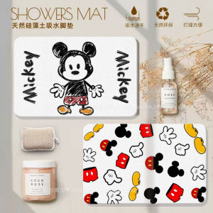 Mickey Mouse Bathroom Kitchen Floor Mat Silicon Dendroid Quick Dry Anti Slip Door Mat for Bathroom Household Use