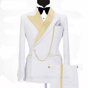 Fashion Luxury Men Suits Slim fit Business Shiny Lapel Blazer 2 Pieces Jacket Pant Set Evening Dinner Wedding Tuxedos Custom
